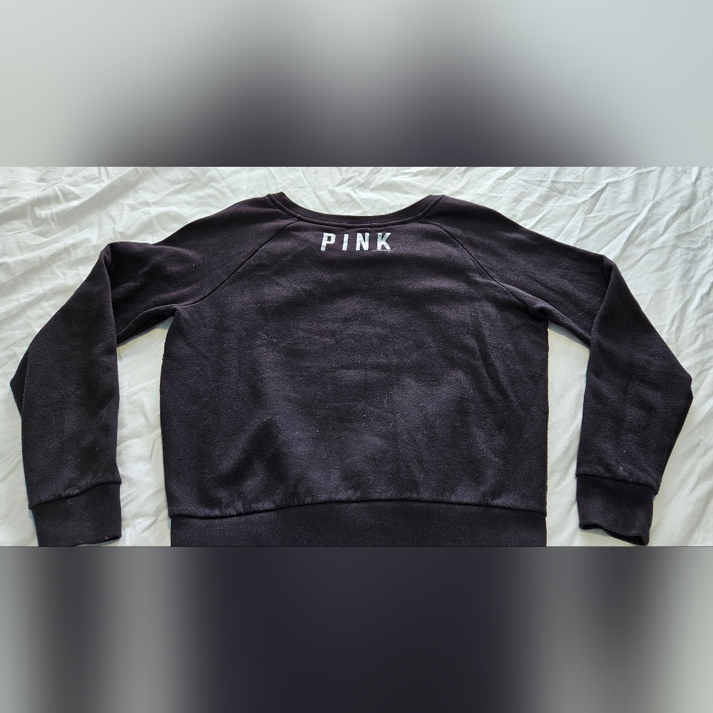 RARE VINTAGE Victoria’s Secret PINK Sequin/Ombré Black Sweatshirt Size L - Picture 5 of 6